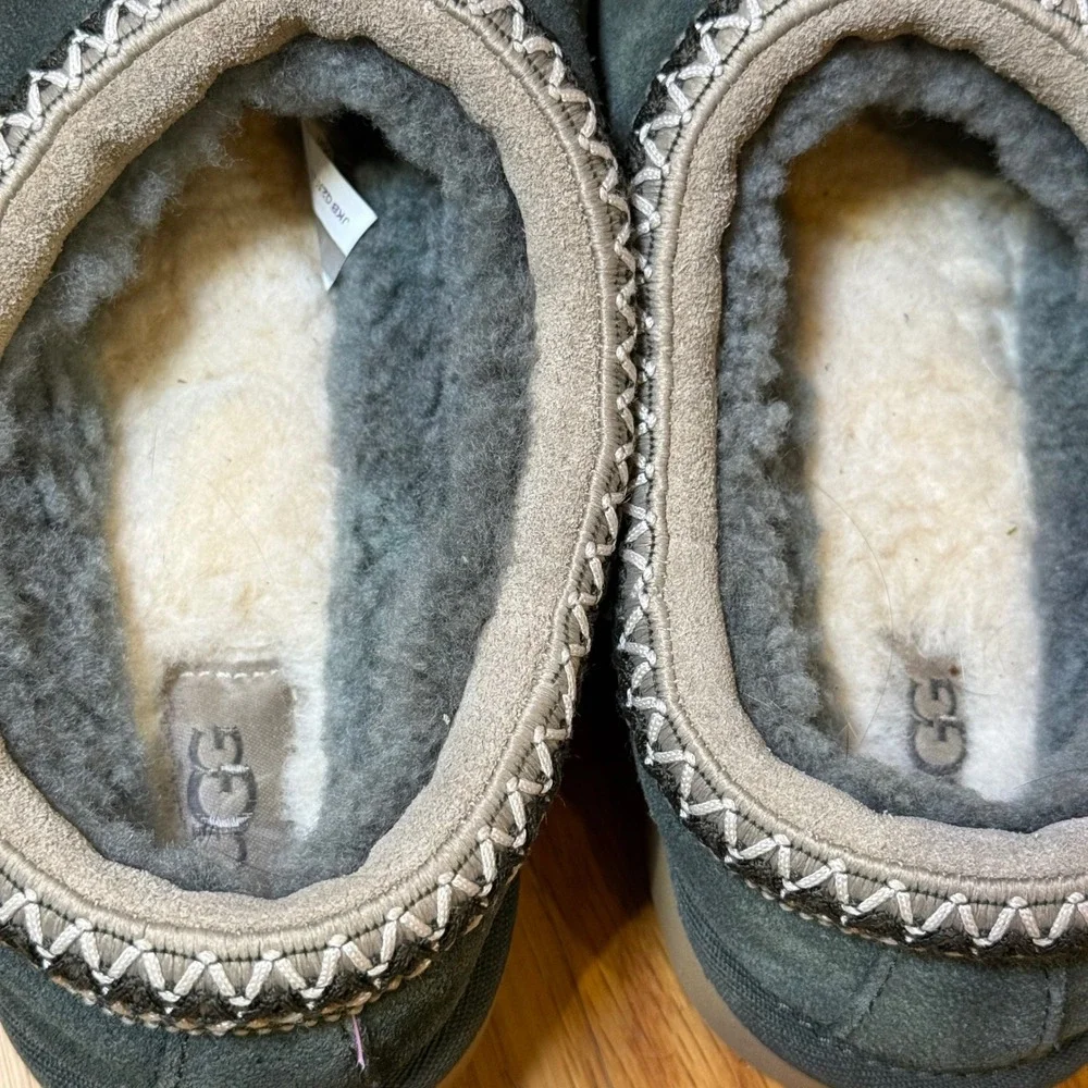 UGG Tasman Forest Green Suede Sheepskin Slippers Mens Size 10